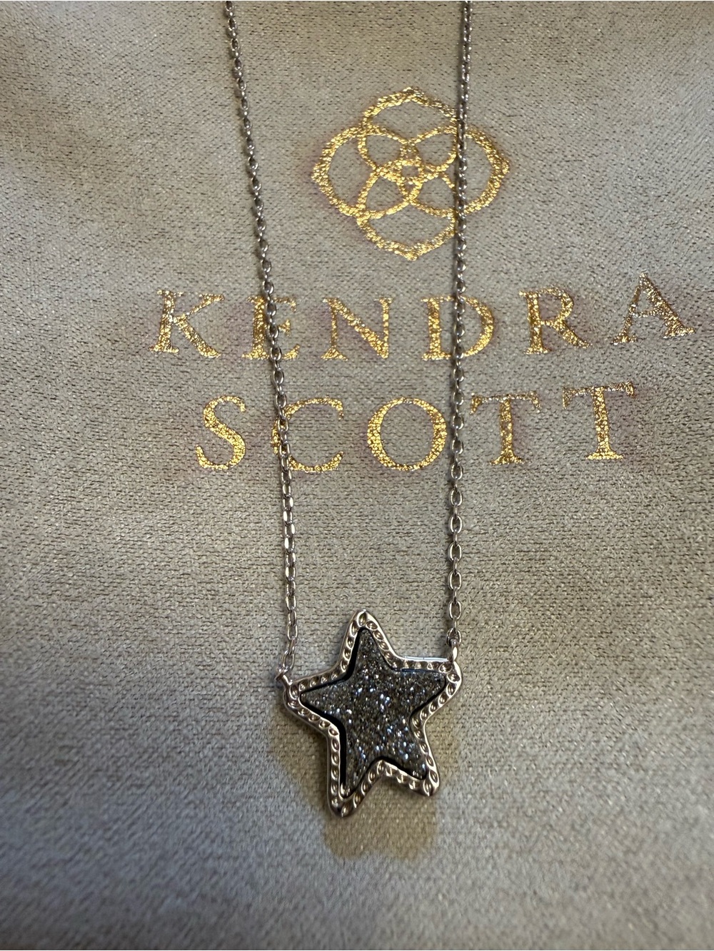 Kendra Scott Jae Star Silver Grey Drusy Pendant Necklace